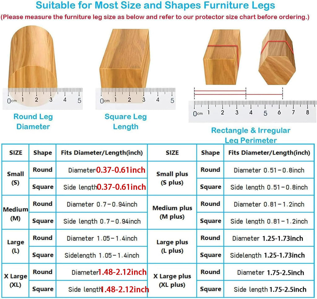 16 Pack Chair Leg Floor Protectors for Hardwood Floors, Round Rubber Furniture Sliders, 360°Felt Pad Bottom Wrapped Thickening Silicone Furniture Legs Caps Covers(Square,Clear-Brown-M)