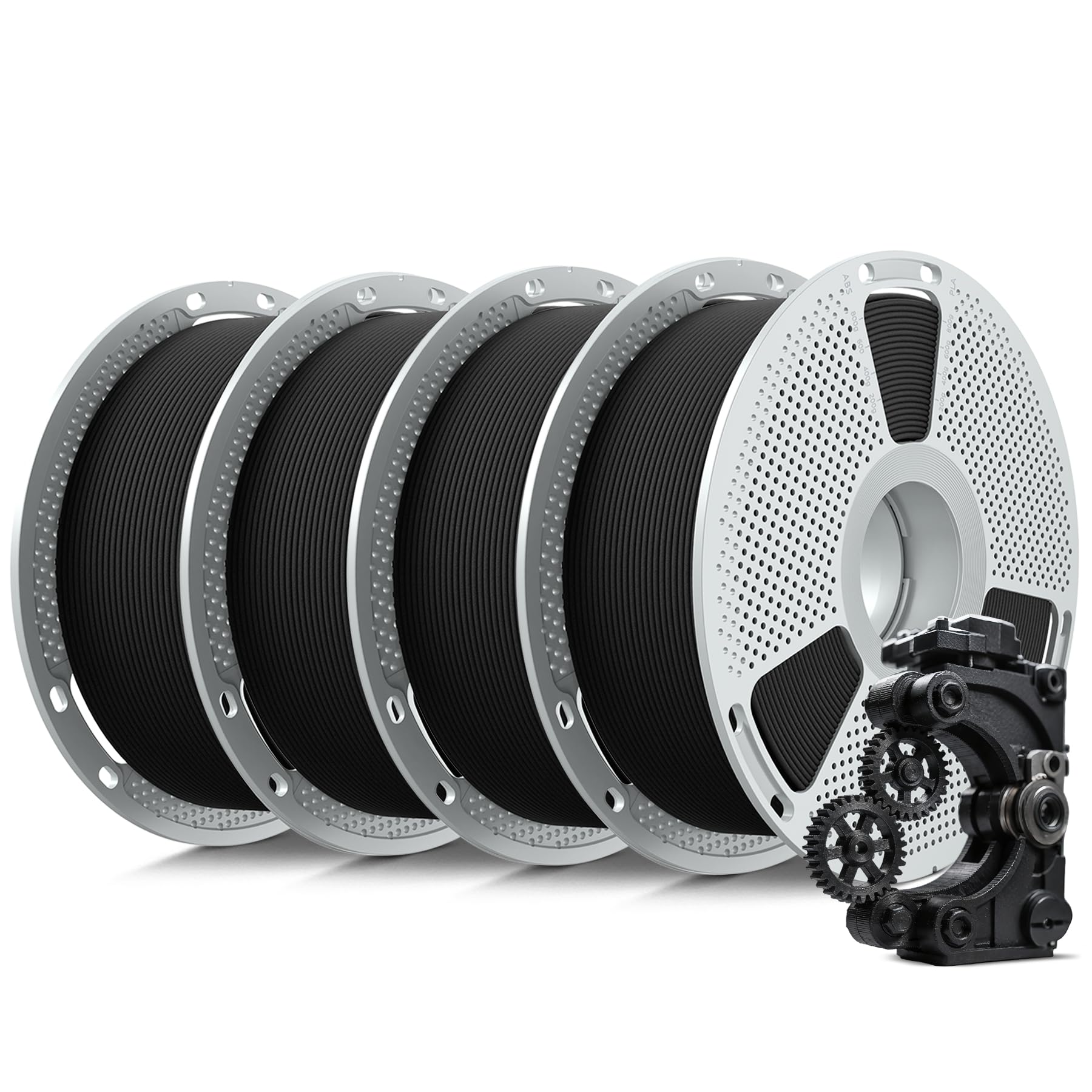 SUNLU Nylon and PC-ABS 4-Pack Combo 1.75mm 3D Printer Filament - Includes PA6-CF 20% Carbon Fiber, PA12-CF, PA6-GF 25% Glass Fiber, PC-ABS, 4kg in Total, 1kg per Spool, 4 Pack, 4000g, (4xBlack)
