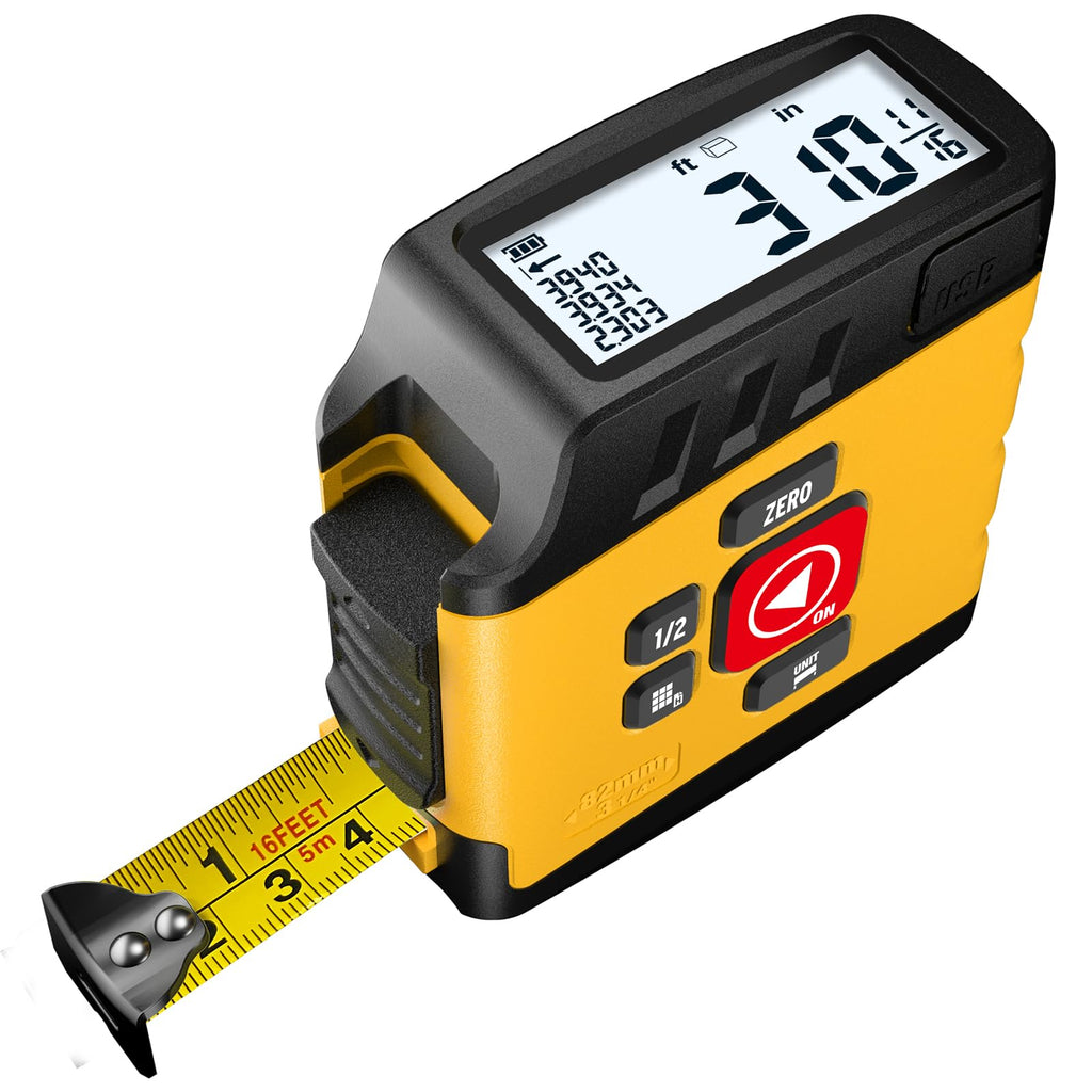 ACPOTEL Digital Tape Measure 16ft, LCD Display, 6 Metric & Imperial Units