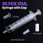 30 PCS 10ml Oral Syringe With Cap, Plastic Syringes without Needle for Medicine Dropper, Liquid Measuring, Handicrafts, Individually Sealed, Luer Slip