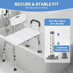 Tub Transfer Bench for Bathtub, Height Adjustable Shower Bench with Backrest, Shower Chair Bath Seat for Elderly, Seniors, Arm Support for Transfer