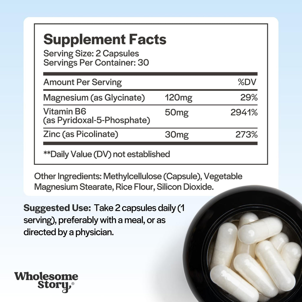 Zinc Picolinate, Magnesium Glycinate Supplements with P5P Vitamin B6 | Magnesium and Zinc Vitamin | Reproductive & Fertility Health, Hormone Balance, Immune System Support | 30 Day Supply (Pack of 2)