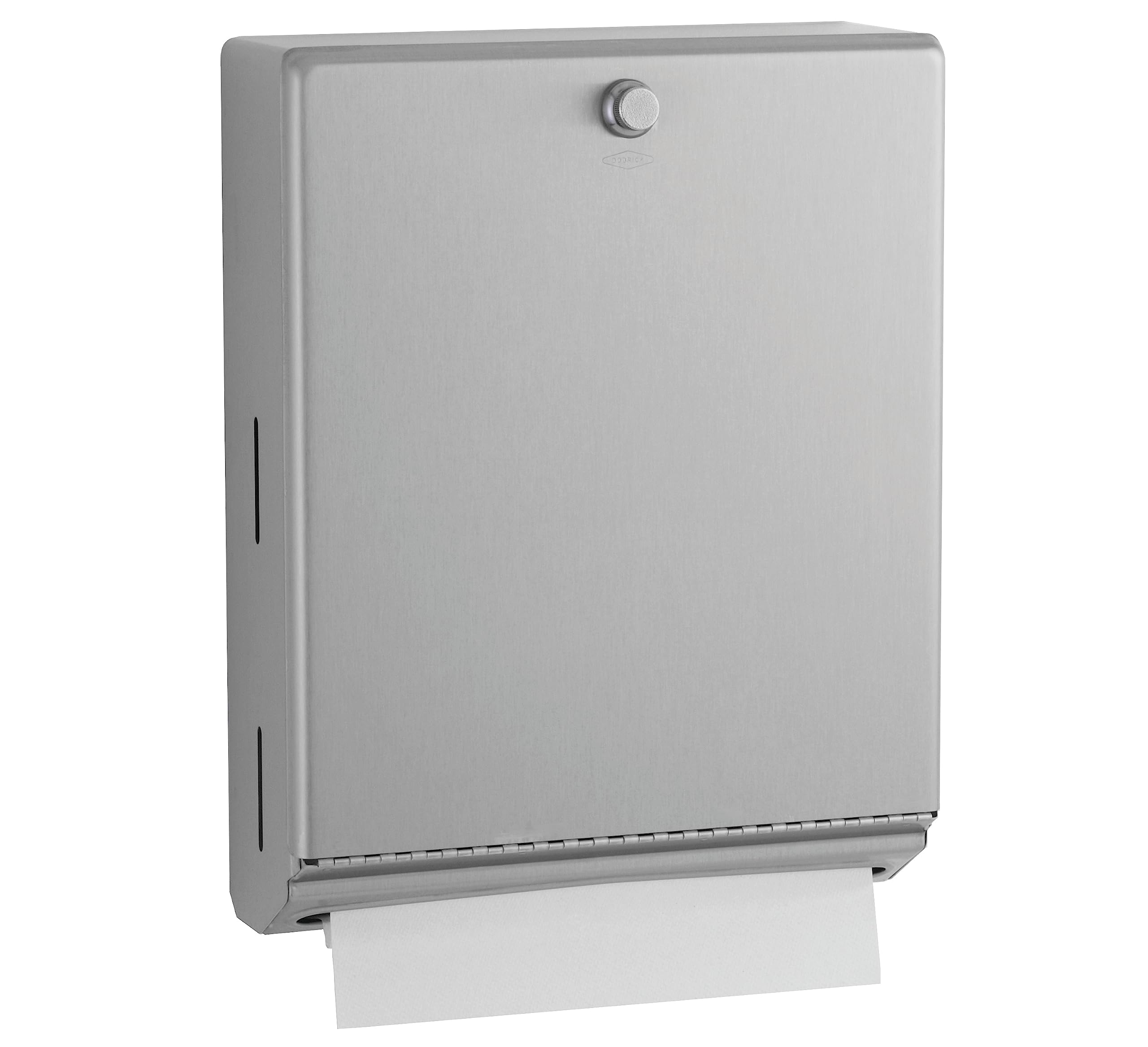 Bobrick B-2620 Surface Mounted Paper Towel Dispenser - Stainless Steel Commercial Bathroom Towel Dispenser with Knob-Latch 400 C-Fold or 525 Multifold Capacity