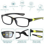 SUNAMOY Wide Reading Glasses For Men Blue Light Blocking Computer Readers Stylish Designer Sport Cheater Large Head Frame Nice Black Photochromic Tinted Dark Transition Eyeglasses 2 Packs