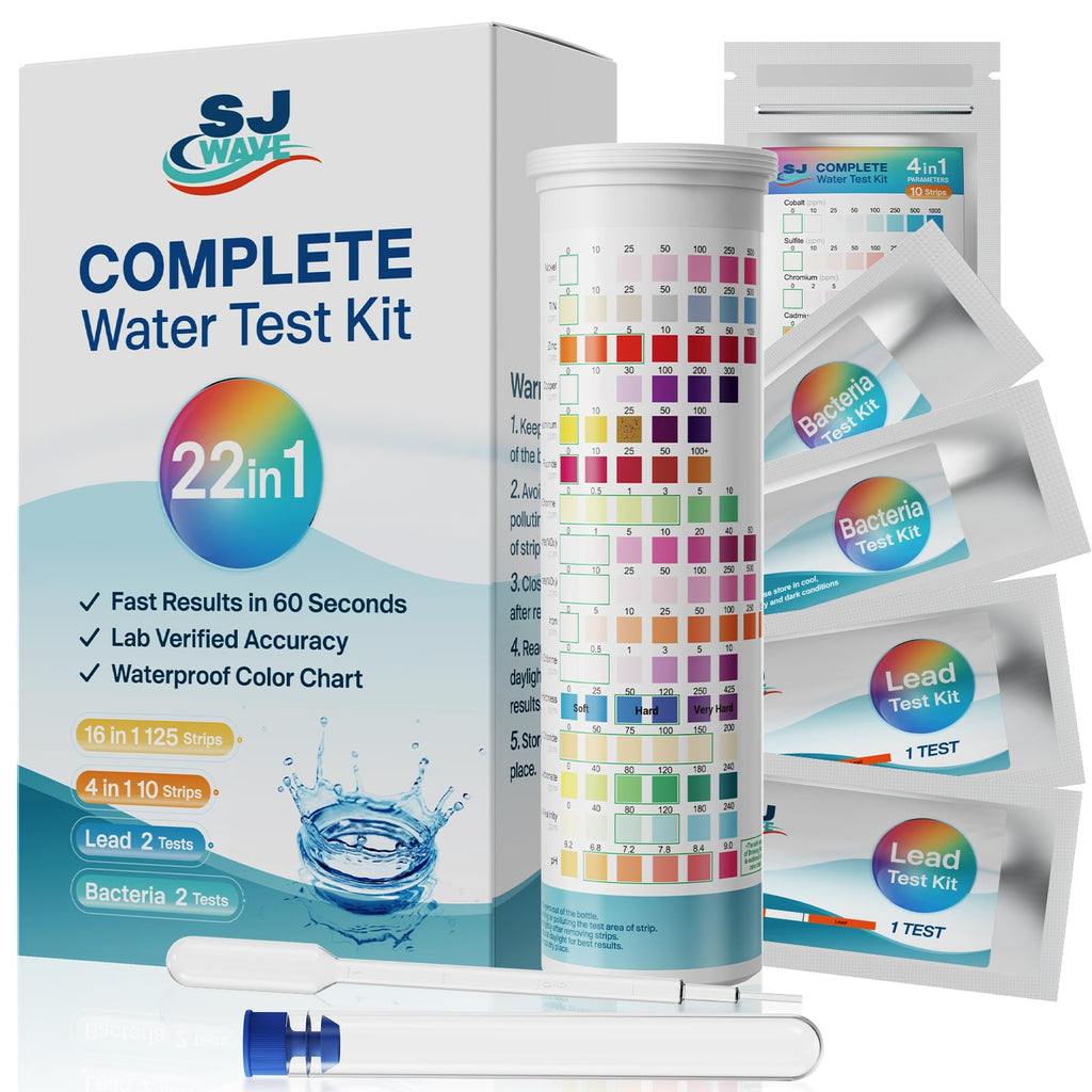SJ WAVE 22 in 1 Water Test Kits - 10 Strips Drinking Water Test Kit, Home Tap and Well Water Tester