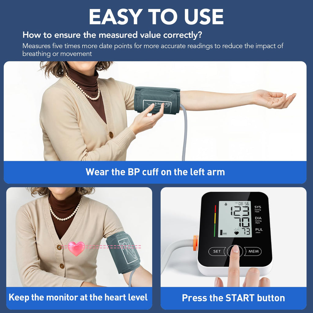 Arm Blood Pressure Monitor,maguja Blood Pressure Machine,BP Monitor Automatic Upper Arm Digital with Blood Pressure Cuff for Home Use