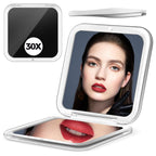 PIMPLEGO Compact 30X Magnifying Square Travel Mirror, 3.3x3.3 Inch Small Pocket, 2-Sided Women's Magnetic Portable With Precision Tweezers, Black
