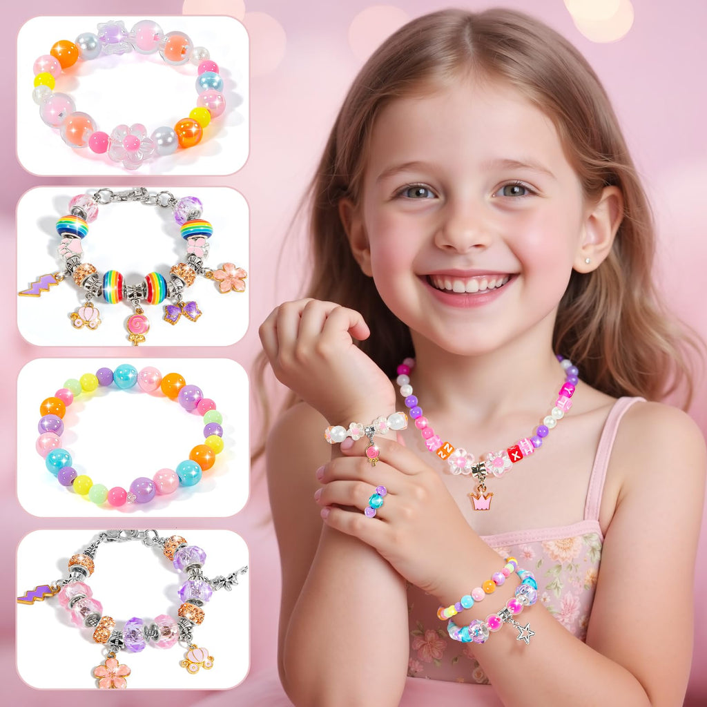 BLmukce Friendship Making Kit for Girls, DIY Jewelry Bead Bracelet Making Kit for Kids 8-12 Year Old, Charm Necklace Craft Kits, Christmas Birthday Gifts for Girl Age 7 8 9 10 11 12 Art Craft Supplies