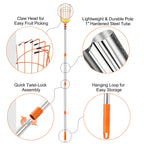 ALongwujin Fruit Picker Pole Tool with Basket Long Handle, 27-75 Inch Adjustable Fruits Picking Pole Tool for Apple Lemon Orange Mango Avocado Fruit Tree Picking