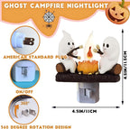 Ghosts Roasting Marshmallows Night Light, Halloween Nightlight Plug In Lamp