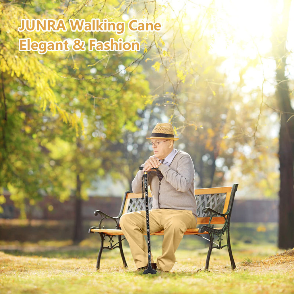 Hedkin Walking Cane with LED Light, Foldable,Adjustable, Self Standing Walking Canes for Men & Women,Walking Sticks with Quad Base for Seniors & Adults