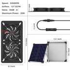 Solar Fan Kit for Chicken Coop - Two IP65 Waterproof 5" Solar Powered Fans - Outdoor Exhaust Intake Ventilation Fan for Outside Shed Greenhouse Attic Pet House - Strong Airflow Without Battery