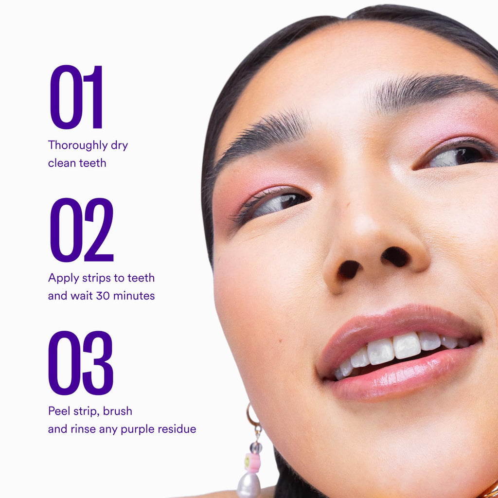 Hismile V34 Whitening Strips, Teeth Whitening Strips, Purple Tooth Whitening, Purple Whitening Strips, Tooth Stain Treatment, Combining Whitening and Colour Correction