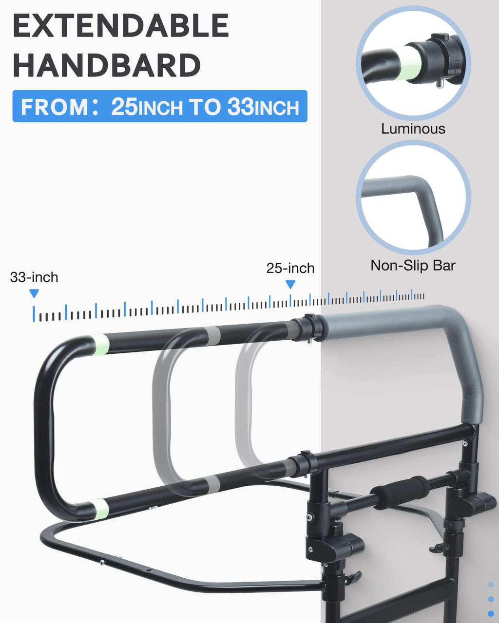 Sangohe Heavy Duty Bed Rails for Senior & Elderly and People Falling Out of Bed - Foldable Bed Assist Handle - 504E