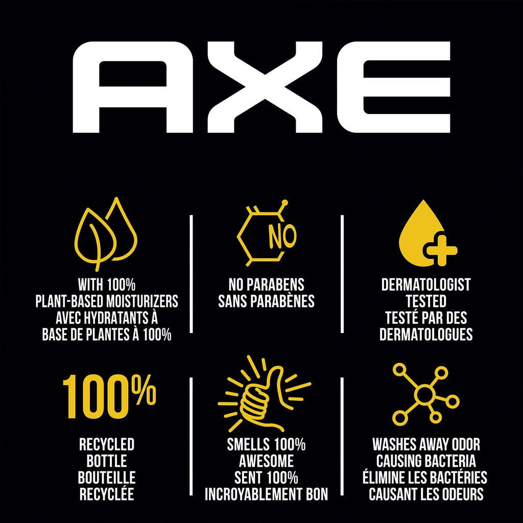 AXE Men's 3-in-1 Face, Body Wash & Shampoo Variety 5-Pack (Apollo, Dark Temptation, Black, Excite, Phoenix) 12 Hour Invigorating Scents, 16 Fl Oz Each