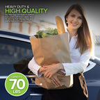 Stock Your Home 70 lb Kraft Brown Bags 100 Pack, 17x12x7 Grocery Bags, Heavy Duty Large Brown Bags for Shopping, Takeout, Storage, Trash or Recycling, Bulk Pack.