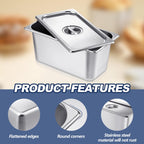 Mifoci 4 Pack Stainless Steam Hotel Pan with Lid, 1/3 Size x 6 Inch Deep Table Steam Pan Restaurant Supplies Reusable Anti Rust Catering Storage for Home, Party, Restaurant, Hotel, Buffet