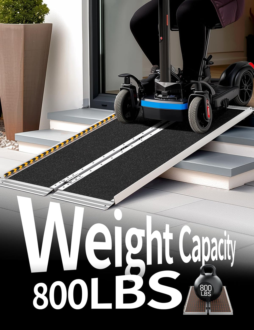 FACHNUO 3 Feet Portable Wheelchair Ramp, Non-Skid Aluminum Handicap Ramps with Handle, Folding Threshold Wheel Chair Ramp for Home Steps, Stairs, Entry, Threshold, Curbs, Stairs, 800LBS Capacity