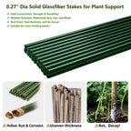 Garden Stakes 48 inch 20 Pack 0.27" Dia Solid Glassfiber Plant Support Rod Tomato Trellis Stakes (Black)