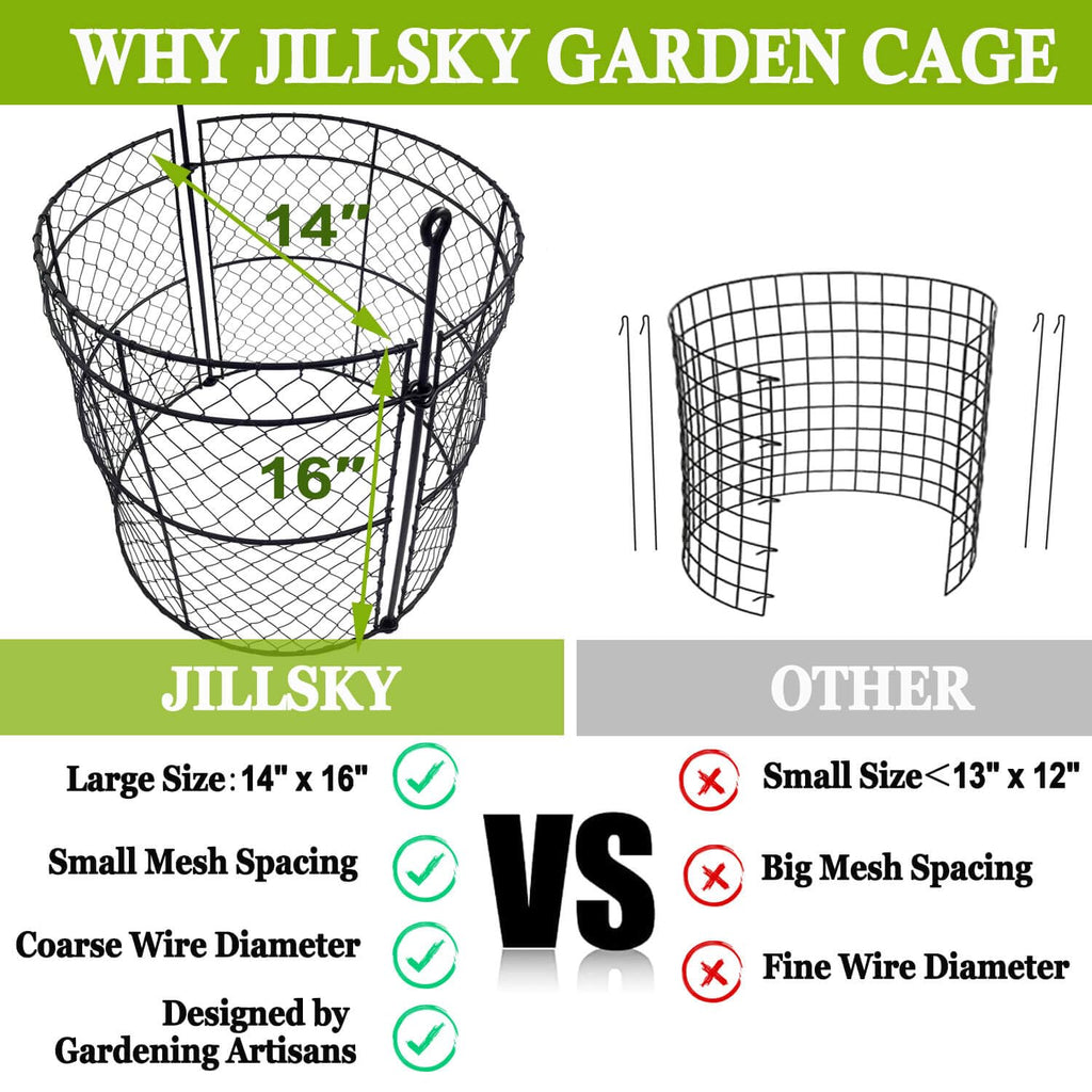 JILLSKY 16" Chicken Wire Plant Cages, 6 Pack