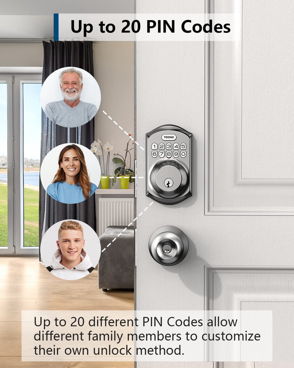 TEEHO TE001 Keyless Entry Deadbolt with Keypad for Front Door, Satin Nickel