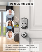 TEEHO TE001 Keyless Entry Deadbolt with Keypad for Front Door, Satin Nickel