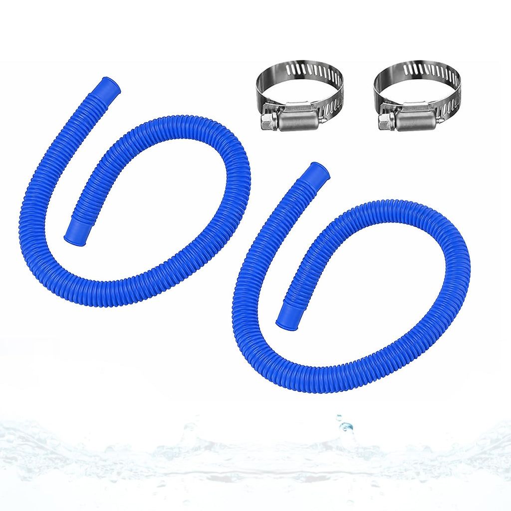 1.5” x 41” Pool Pump Replacement Hose, 2-Pack Above-Ground Pool Hoses with 4 Stainless Steel Clamps, Compatible with Intex, Coleman, Summer Waves Pool Pumps & Filters (2 PACK Blue)