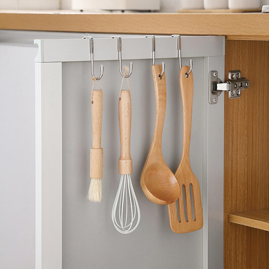 PRINKROOMY Over The Door Hooks, Stainless Steel Double Hooks, No Drill Cabinet Hooks for Kitchen Cabinet, Bathroom, Wardrobe, Office, Dormitory (6pcs)