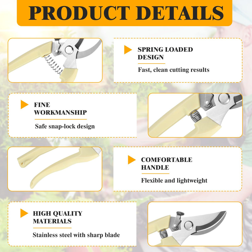 20 Pcs Pruning Shears for Gardening, Beige Garden Clippers Handheld Heavy Duty Plant Scissors Bypass Pruning Shears for Gardening Yard Hedge Flowers Tree Trimming Plant Cutter