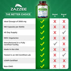 Zazzee Myo-Inositol Capsules, 2000 mg per Serving, 180 Vegan Capsules, Ideal Dosage for 40:1 Ratio, Certified Kosher, Hormone Balance & Healthy Ovarian Function Support, Non-GMO, Made in the USA