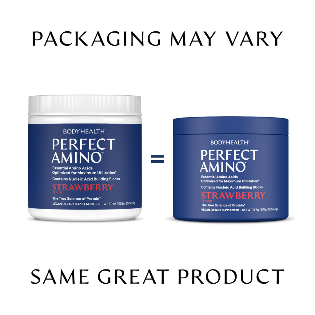 BodyHealth PerfectAmino Powder - BCAA and EAA Powder for Pre and Post Workout - Amino Acid Energy Drink for Men and Women to Support Lean Muscle and Recovery - Strawberry - 30 Servings