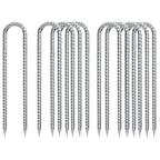 Rebar-Stakes-12-Inch-Galvanized, U Hook Trampoline Stakes 10 Pack Ground Anchors Tent Stakes Heavy Duty for Plants Anti-Rust Landscape Fabric Stakes Artificial Turf