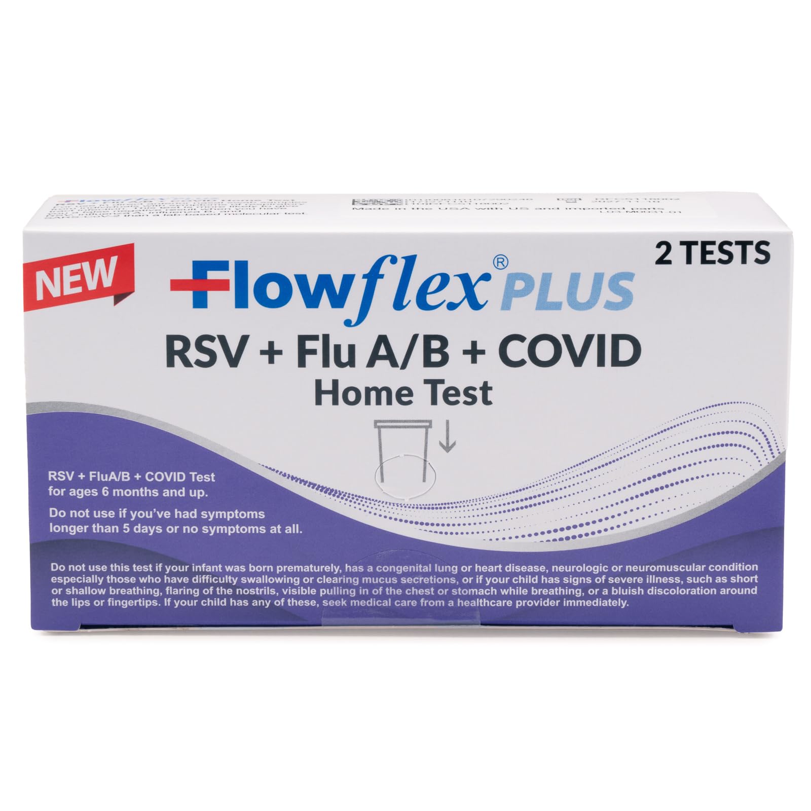 Flowflex Plus RSV + Flu A/B + COVID Home Test, 4-in-1 Home Test Kit, Rapid Results in 15 Minutes, OTC At-Home Antigen Test for Adults & Children (2 Tests)