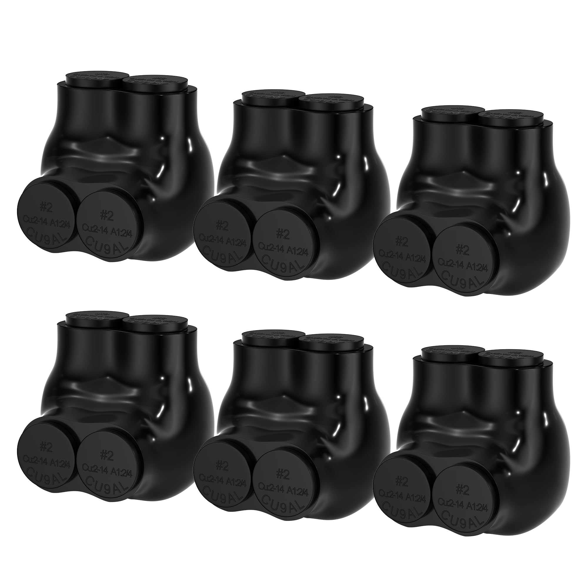 RVBOATPAT 2 Port Insulated Connector Multi Tap Connector 2-14 AWG Aluminum to Copper Wire Connectors Single-Sided Entry Slotted Allen Hex - 6 Pack