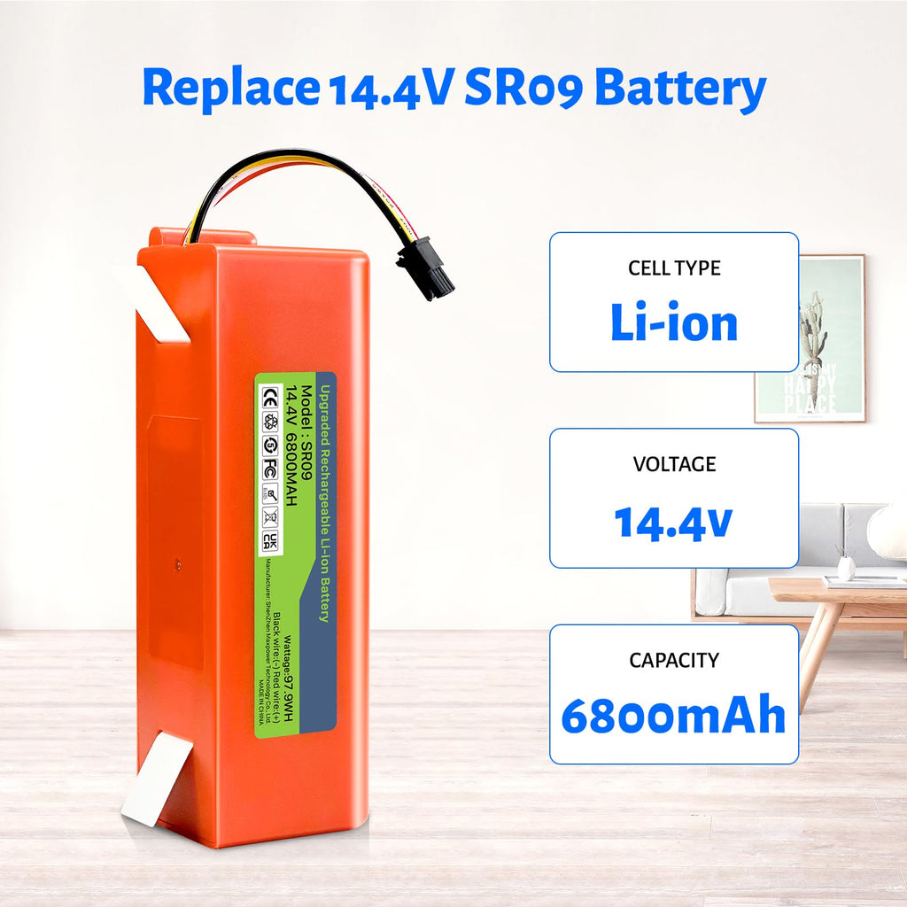 TQTHL Battery for Xiaomi Roborock S5, S5 Max, S50, S6, S6 MaxV, S7, Q7 Max V Ultra Pure, Q5 Q5 Max Q5 Pro, Brr-2p4s-5200s, Mijia 1st and 2nd Generation Robot Hoover（Not for Roborock Qrevo ）