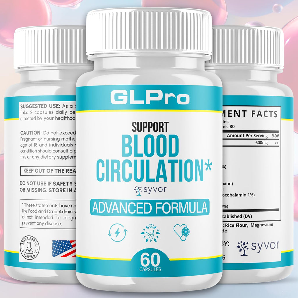 (3 Pack) GLPro Blood Capsules, Official GLPro Blood Health Support Pills with All Natural Ingredients, Advanced Formula Supplement with Maximum Strength Premium Vitamins for Women & Men (180 Capsules)