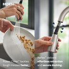Moen Adler Spot Resist Stainless One-Handle High Arc Pulldown Kitchen Faucet with Power Clean, 87233SRS
