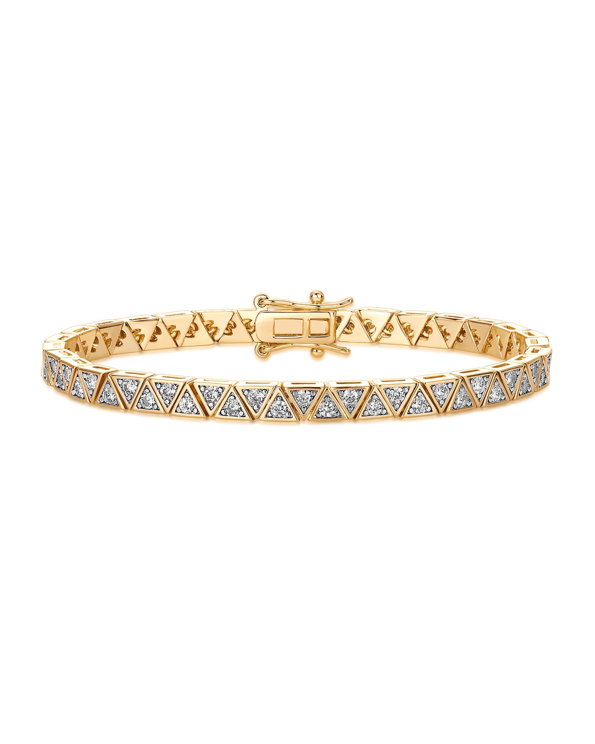 PAVOI CZ Statement Tennis Bracelet Set, 18K Gold Plated, Yellow Gold, 6.5