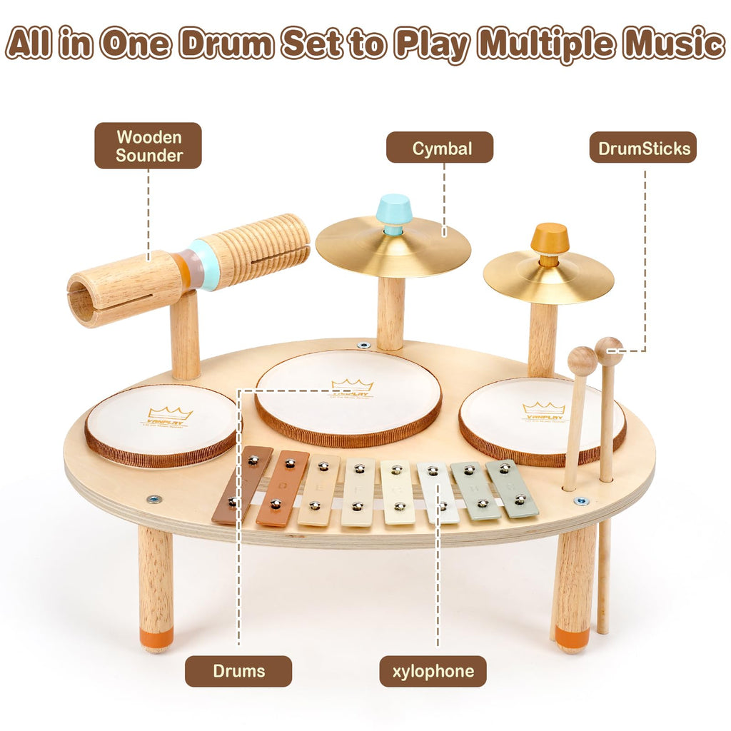 Vanplay Drum Set - Montessori Toys for 2 3 Year Old Girl Boy Gifts
