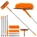 67" Squeegee Window Cleaner 2 in 1 Rotatable Window Cleaning Tool Kit with Extension Pole, Window Washing Equipment with Bendable Head for Indoor & Outdoor High Windows and Car Glass