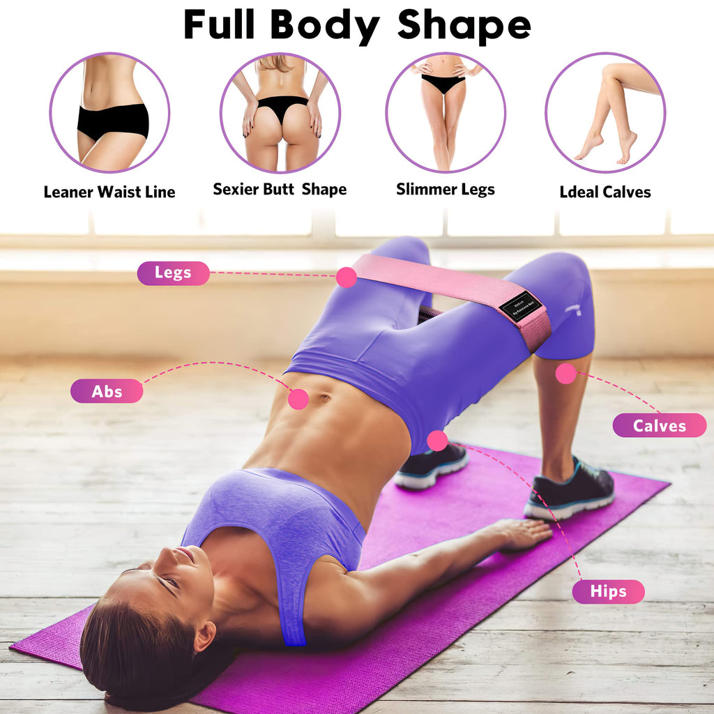 Renoj Resistance Bands, Yoga Starter Sets for Women and Men, 3 Set of Stretch Exercise Workout Bands for Booty Legs, Elastic Pilates Flexbands