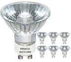 Vinaco GU10 C 120V 25W Bulb Candle Warmer, 6PCS High Output 220LM Halogen GU10 25 Watt Flicker Free, Long Lasting MR16 GU 10 Bulb Dimmable with Warm White 2800K for Candle Warmer Lamp, Track Lighting