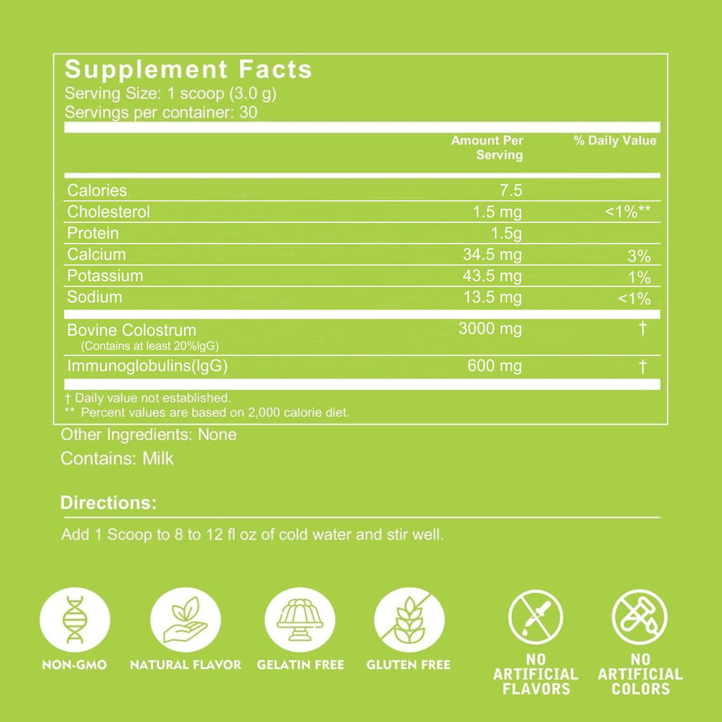 VITINITY Grass Fed Bovine Colostrum Powder for Humans 3000 mg - Natural IgG Colostrum Supplement Gut Health, Immune Support, Muscle Recovery, Wellness | Pure Colostrum Superfood,Unflavored 2 Pack