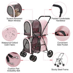 LPOTIUS Double Pet Stroller for Dogs and Cats with 2 Detachable Carrier, Quick-Folding Dog Stroller for Medium Small Dogs Cats, 4 Wheels, Light Pink