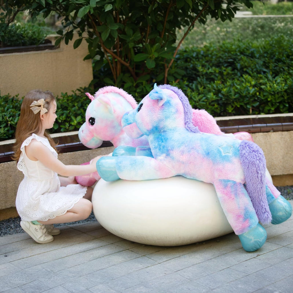 Tezituor 43in Giant Unicorn Stuffed Animal, Rainbow Pink Stuffed Unicorn