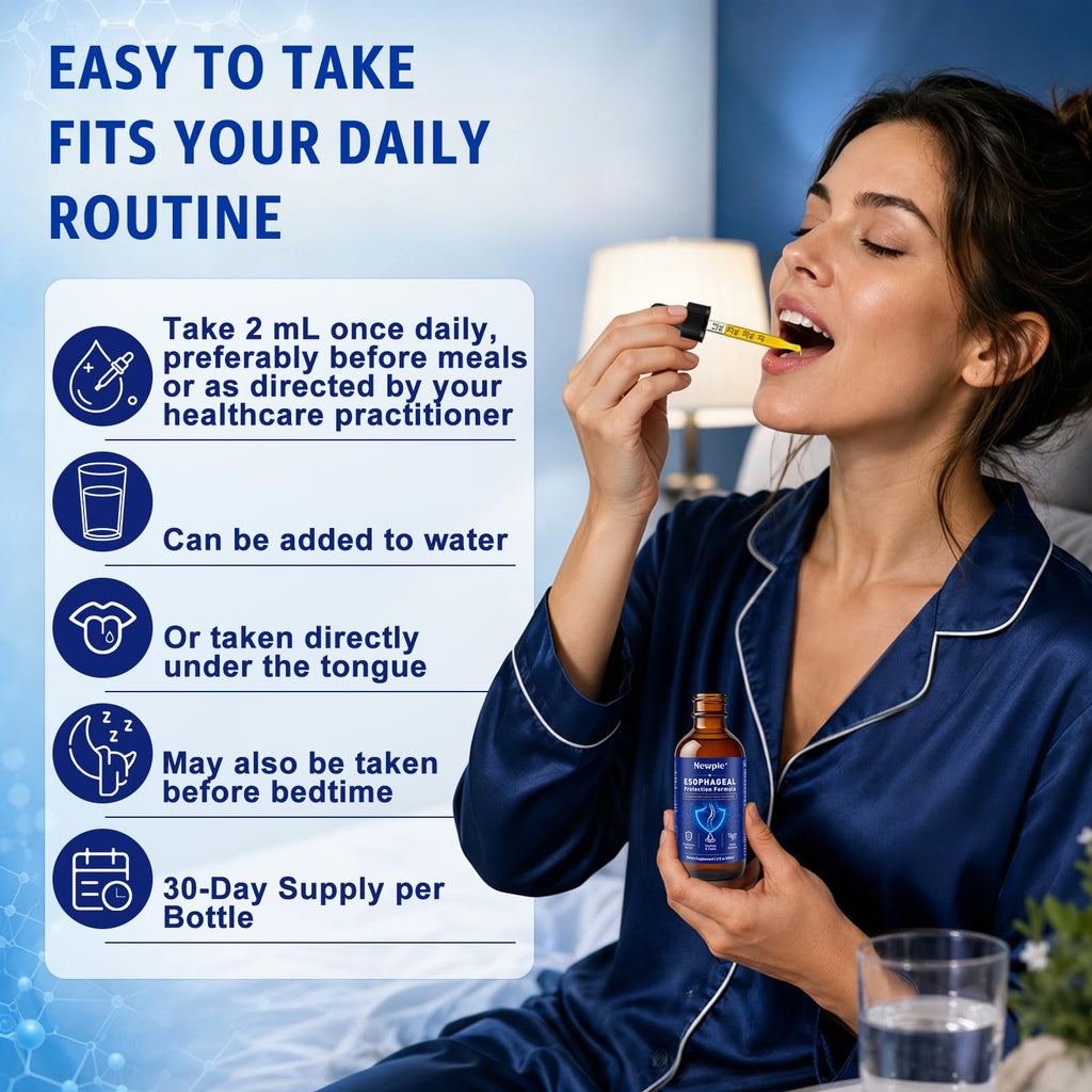 Newpie Esophageal Relief Drops with Slippery Elm Bark, Zinc L-Carnosine, L-Glutamine & Aloe Vera - Stomach Soothing, Supports Throat & Stomach Health - Non-GMO, Dairy-Free, 2 Fl Oz (60ml) 2