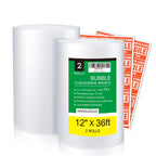 WANGUAGUA Bubble Packing Wrap, 2 Pack 12 Inch x 72 ft Total