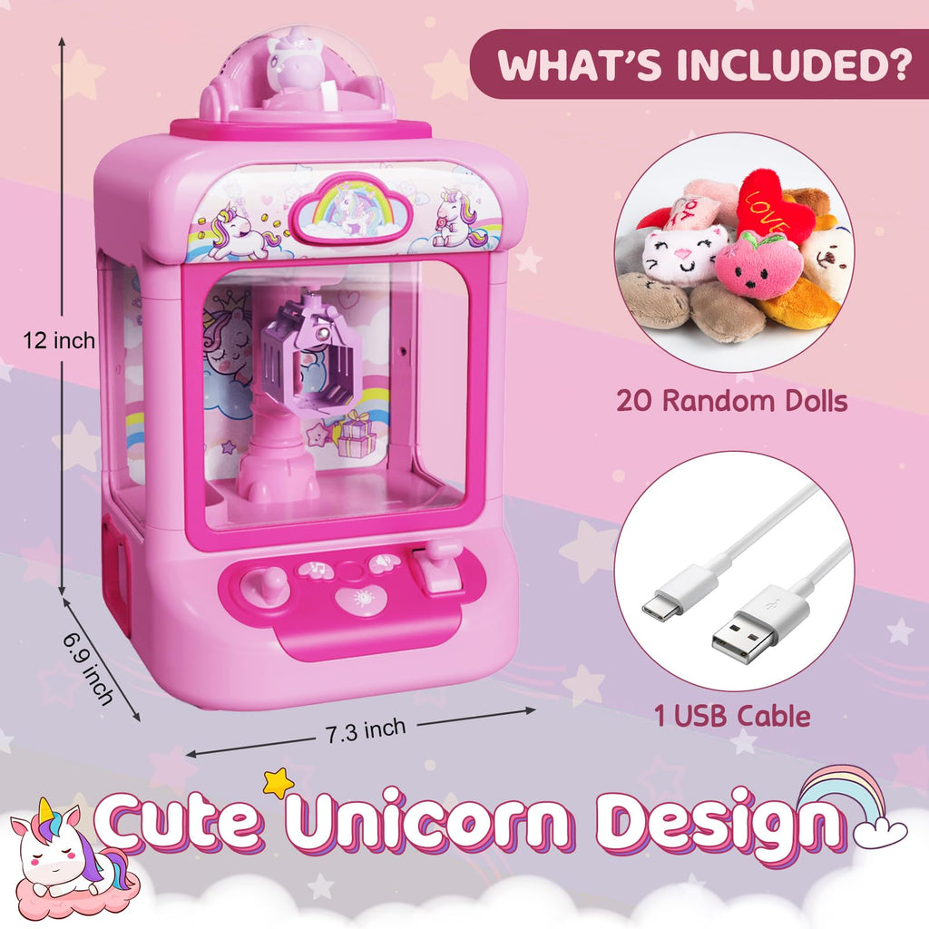 Marlrin Claw Machine for Kids, Mini Vending Machine Girls Unicorn Toys