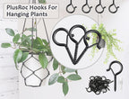 PlusRoc 20 Pack Screw Hooks for Hanging Plants Outdoor Lights(Black)