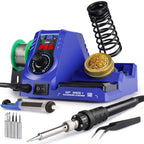 WEP 926LED V3 Soldering Station 130W MAX Soldering Iron Kit with Solder Wire, 5 Soldering Tips, Tweezers, Solder Sucker, Tip Cleaner, Temperature Control, Sleep Mode, C-F Conversion
